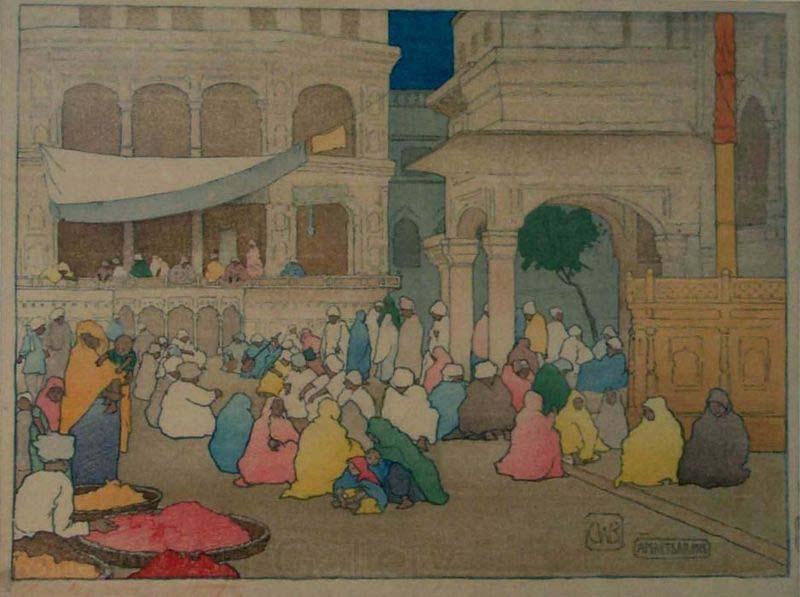 Charles W. Bartlett Amritsar [India], color woodblock print by Charles W. Bartlett, 1916, Honolulu Academy of Arts Germany oil painting art